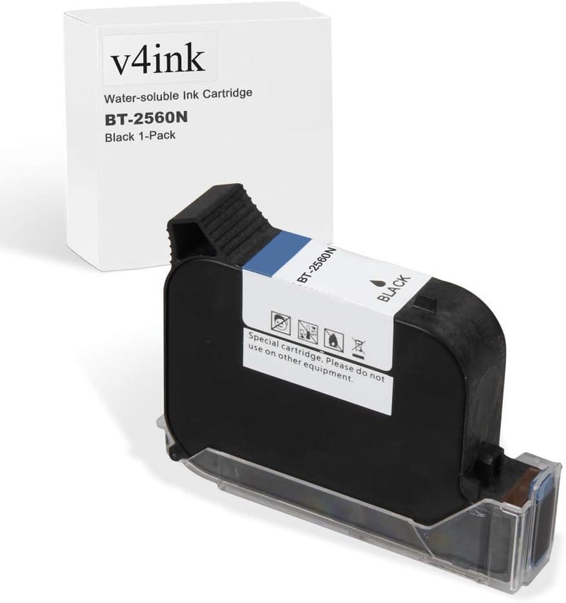 v4ink Bentsai BT-2560N Original Aqueous Water Soluble Ink Cartridge 0.5 Inch Printhead Replacement for Bentsai Handheld Inkjet Printer BT-HH6105B2, BT-HH6105B3 (Black, 1 Pack) - Image 1